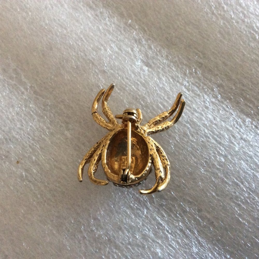 Vintage Signed Rhinestone Spider Pin - Picture 5 of 6